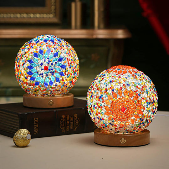 Nachtlicht Boho Mosaik Glaskugel für Gemütliche Abende und Stilvolle Dekoration 4