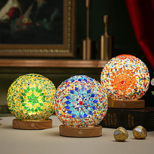 Nachtlicht Boho Mosaik Glaskugel für Gemütliche Abende und Stilvolle Dekoration 5
