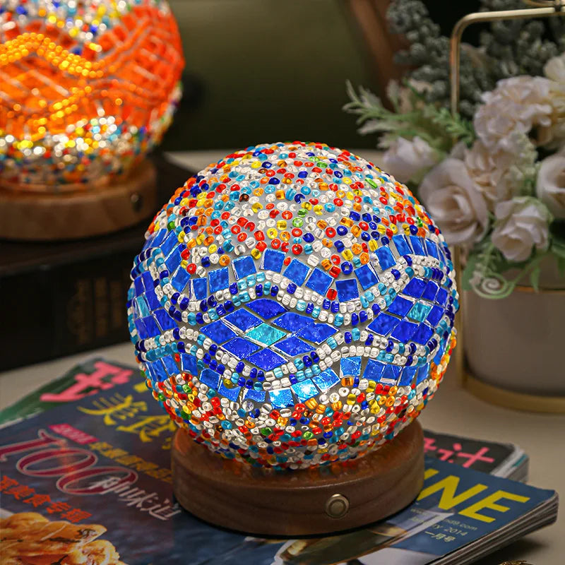 Nachtlicht Boho Mosaik Glaskugel für Gemütliche Abende und Stilvolle Dekoration 7