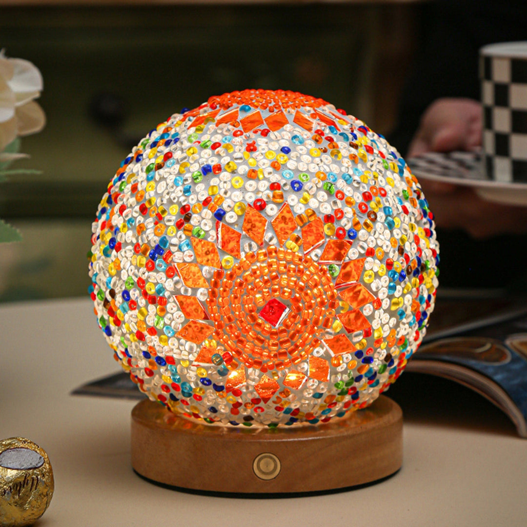 Nachtlicht Boho Mosaik Glaskugel für Gemütliche Abende und Stilvolle Dekoration 9