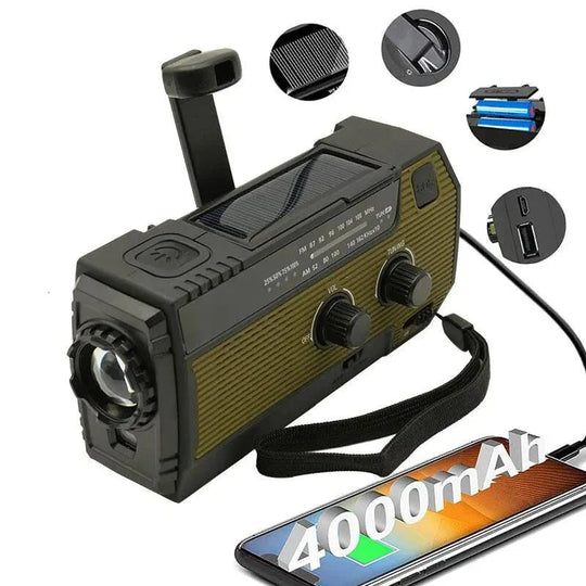 Notfall-Solarradio mit Handkurbel und LED-Taschenlampe 11