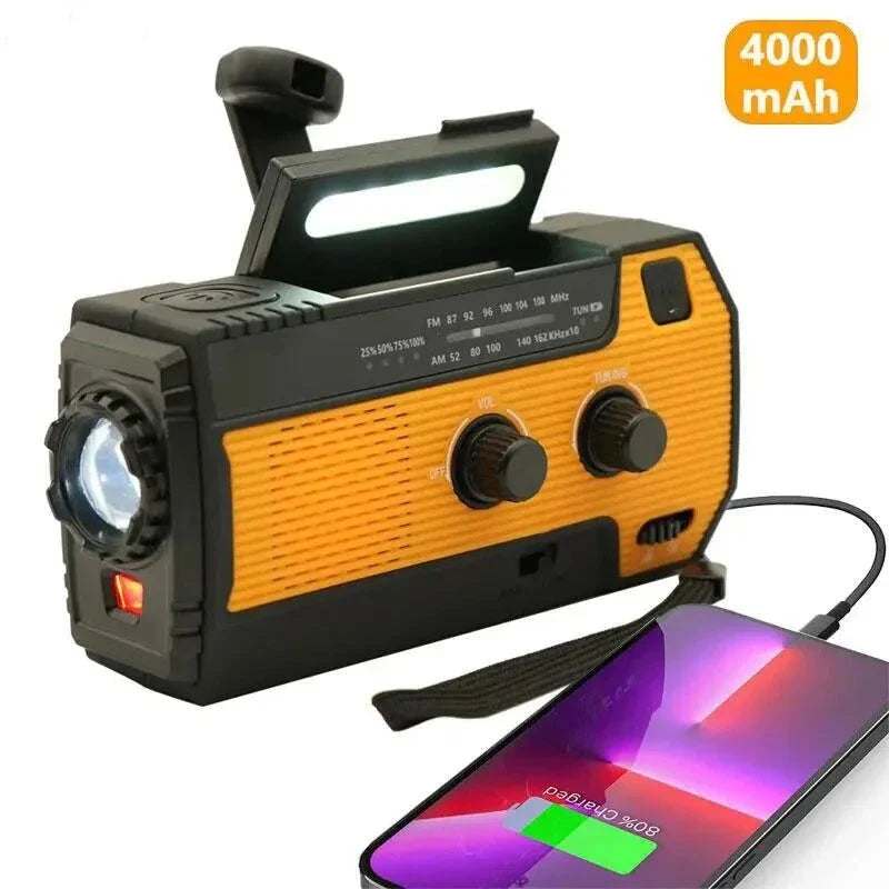 Notfall-Solarradio mit Handkurbel und LED-Taschenlampe 12