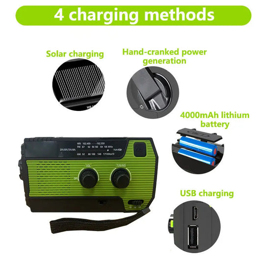 Notfall-Solarradio mit Handkurbel und LED-Taschenlampe 8