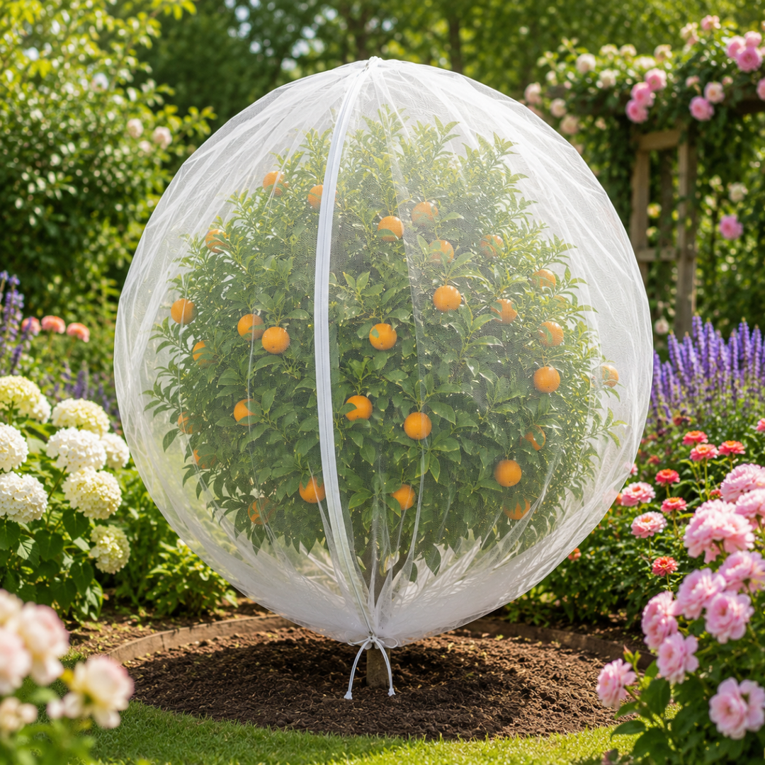 Obstschutzbeutel mit Kordelzug für Obstbäume und Gartenpflanzen, Atmungsaktives Netzdesign 0