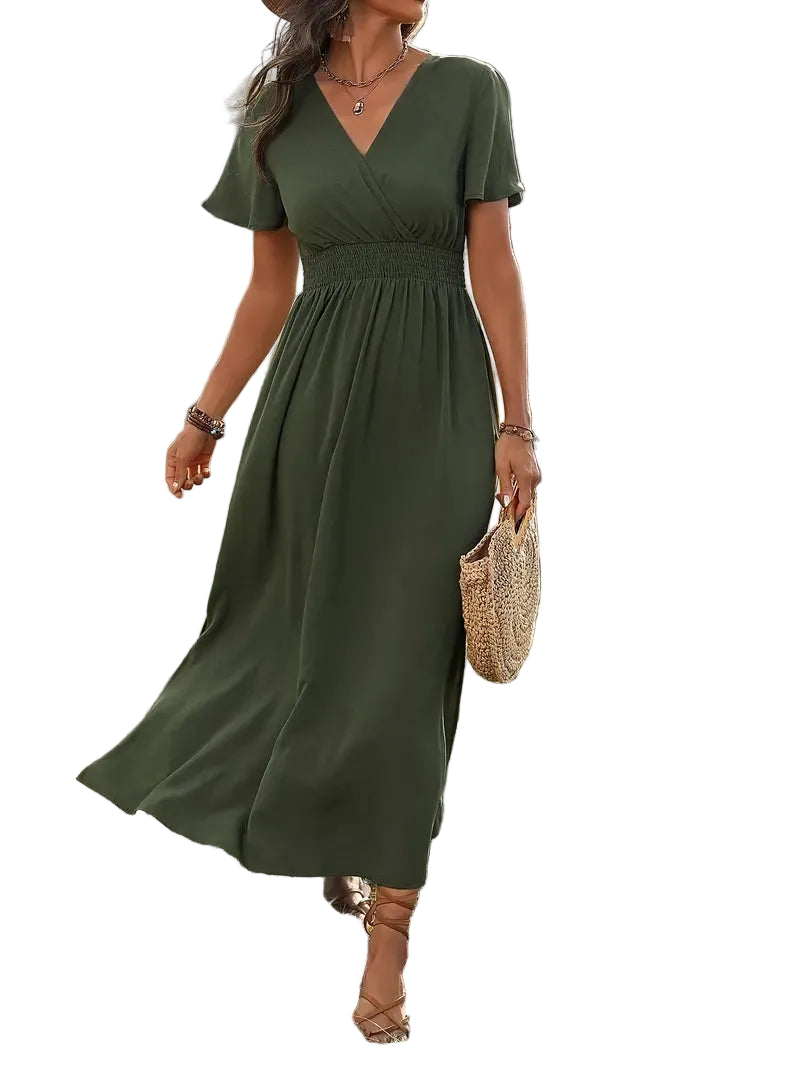 Variant image for Damen Maxikleid Sommer Elegant V-Ausschnitt Leichtes Material-1