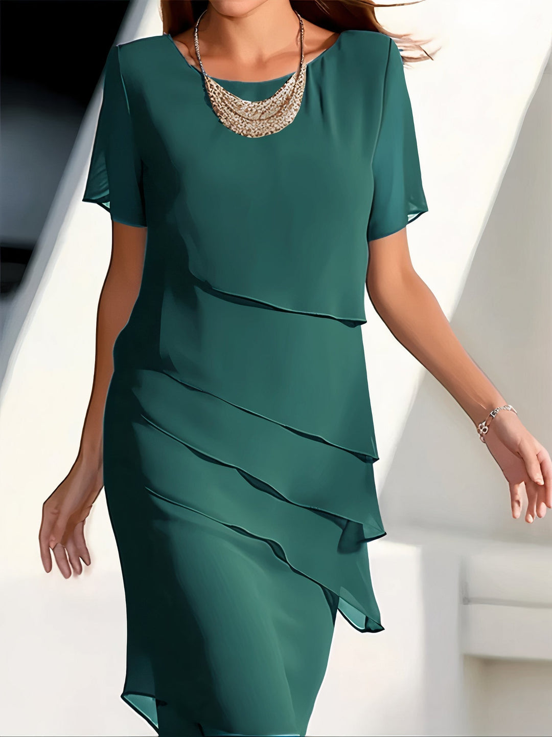 Variant image for Damen Chiffonkleid Festlich Bodendesign 100% Chiffon-17