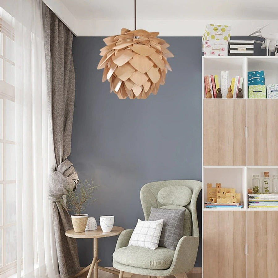 Pendelleuchte Naturdesign für Esszimmer und Wohnzimmer, Handgefertigte Hängeleuchte mit Dimmbarer LED-Lampe 4