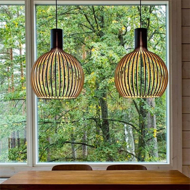 Pendelleuchte aus Holz mit einstellbarer Höhe 4
