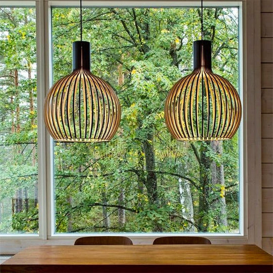 Pendelleuchte aus Holz mit einstellbarer Höhe 4