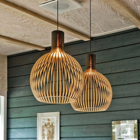 Pendelleuchte aus Holz mit einstellbarer Höhe 8