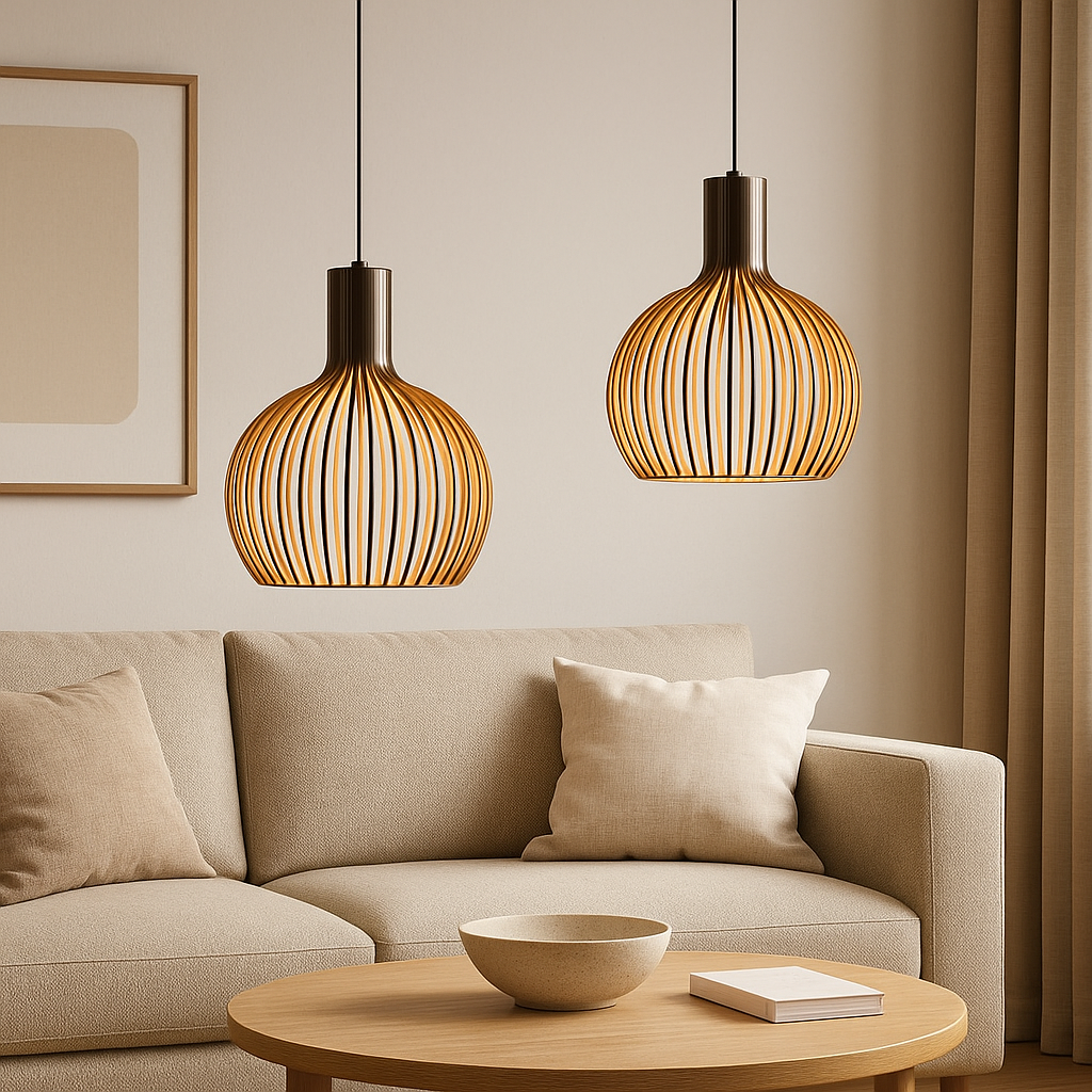 Pendelleuchte aus Holz mit einstellbarer Höhe 9