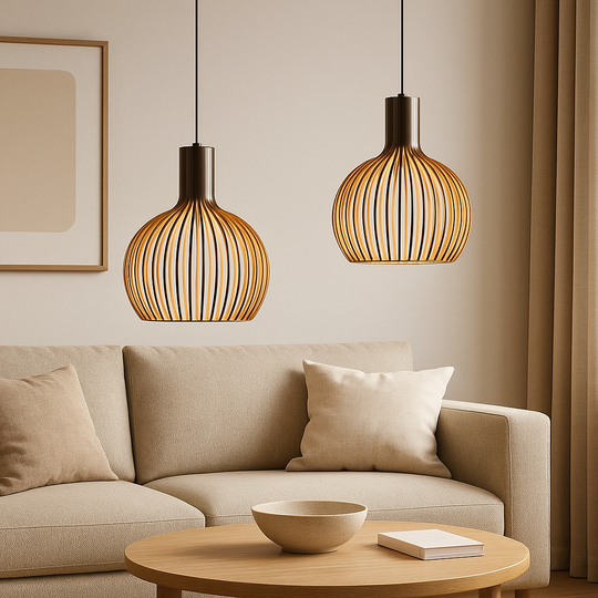 Pendelleuchte aus Holz mit einstellbarer Höhe 9