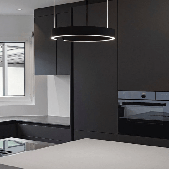 Pendelleuchte im Kreisdesign für Esszimmer und Wohnzimmer, Dimmbar, Höhenverstellbar, Energieeffiziente LED Hängelampe 2
