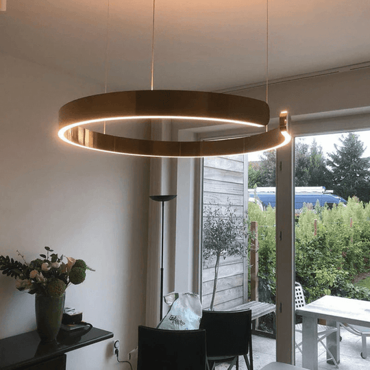 Pendelleuchte im Kreisdesign für Esszimmer und Wohnzimmer, Dimmbar, Höhenverstellbar, Energieeffiziente LED Hängelampe 3