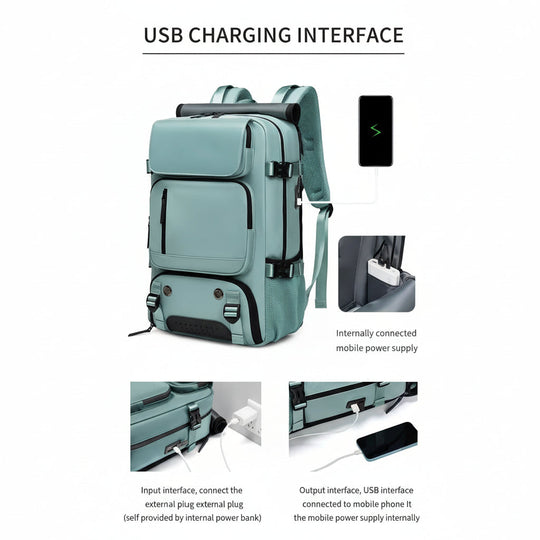 Reiserucksack Herren Damen mit USB-Anschluss und großem Stauraum für Reisen und Schule 5