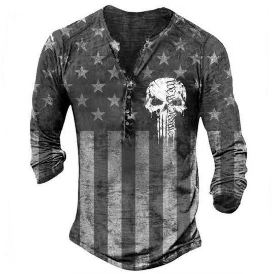 Retro Totenkopf Langarm-T-Shirts
