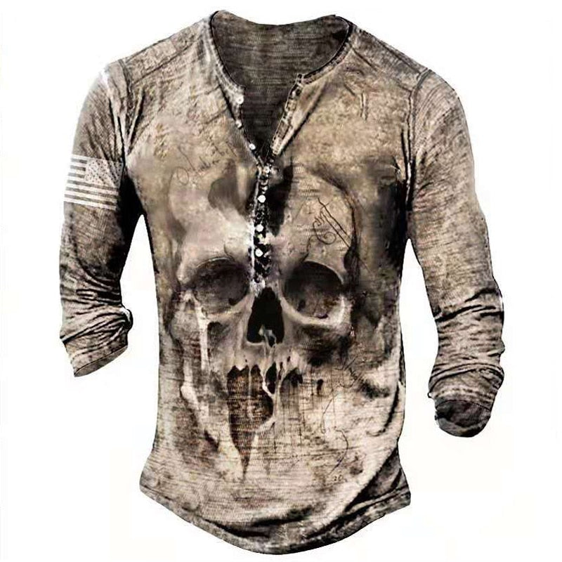 Retro Totenkopf Langarm-T-Shirts