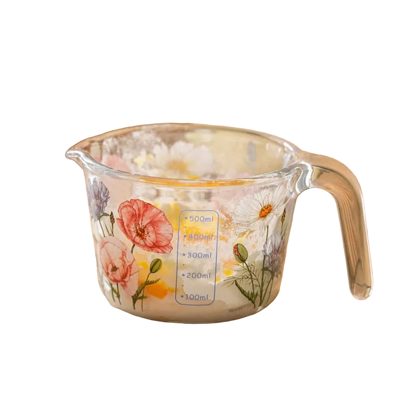 Retro Messbecher mit Blumenmuster und Deckel 0