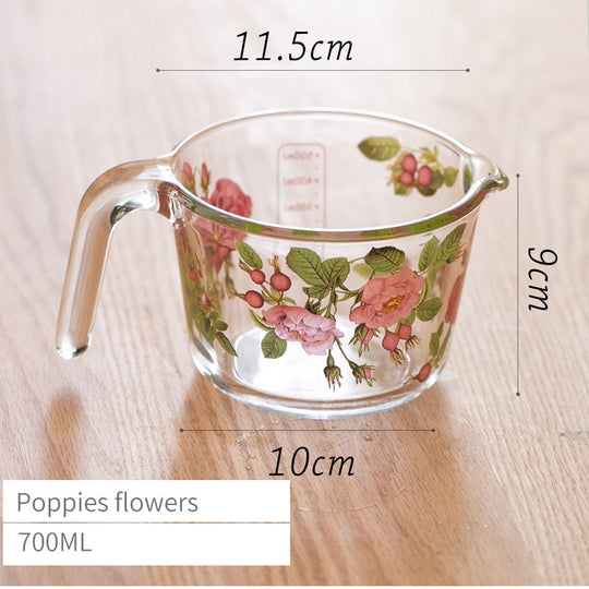 Retro Messbecher mit Blumenmuster und Deckel 10