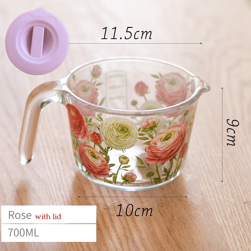 Retro Messbecher mit Blumenmuster und Deckel 11
