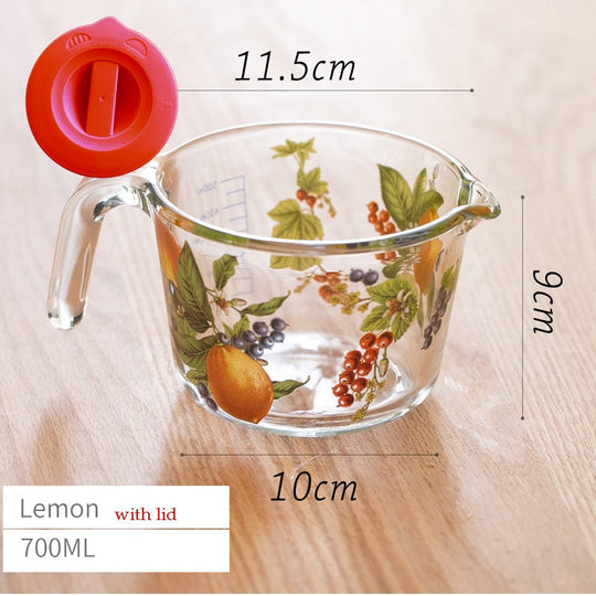 Retro Messbecher mit Blumenmuster und Deckel 12