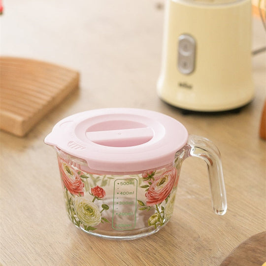 Retro Messbecher mit Blumenmuster und Deckel 4