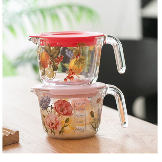 Retro Messbecher mit Blumenmuster und Deckel 7