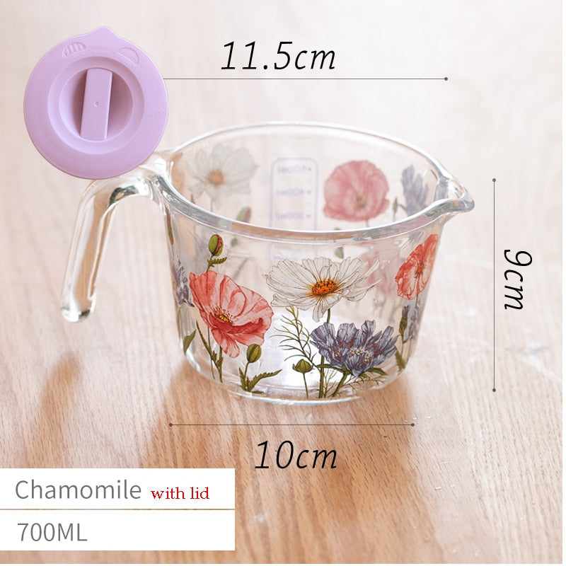 Retro Messbecher mit Blumenmuster und Deckel 8