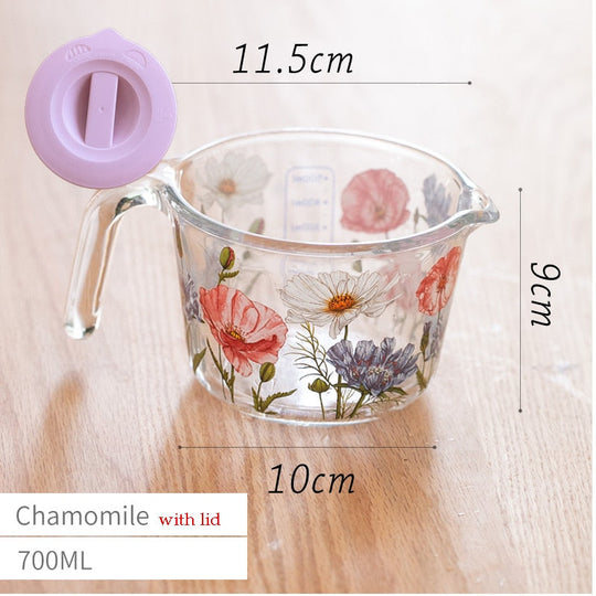 Retro Messbecher mit Blumenmuster und Deckel 8