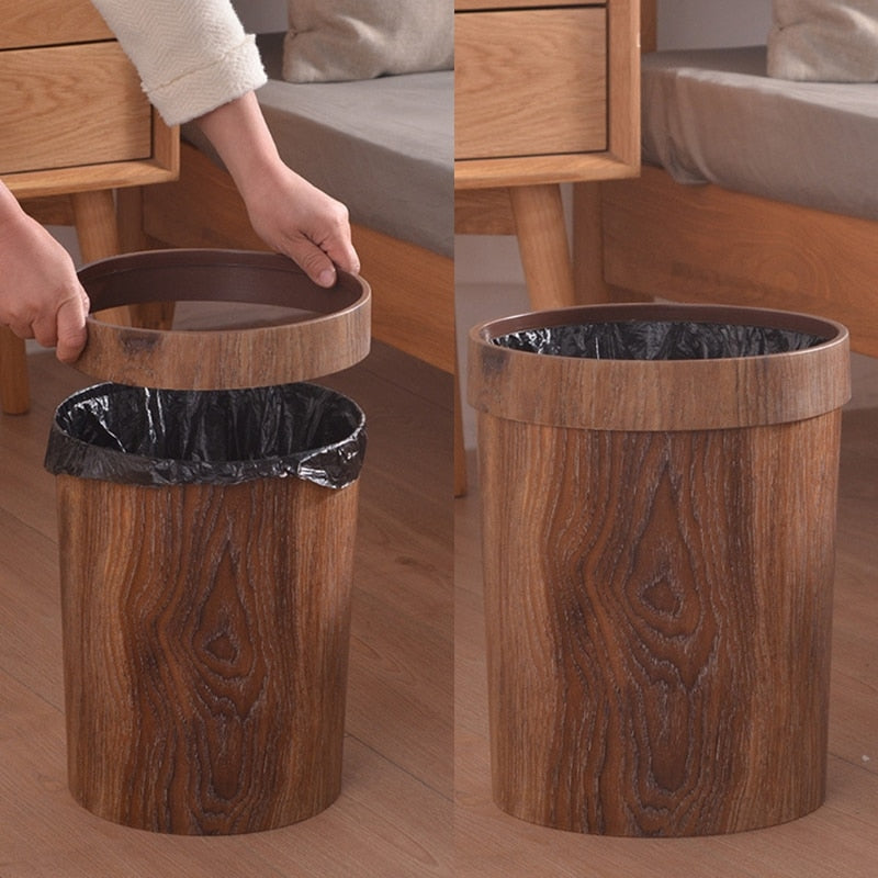 Retro Mülleimer Küchendesign mit Holzmaserung für Küche und Büro, 8L Abfalleimer 2