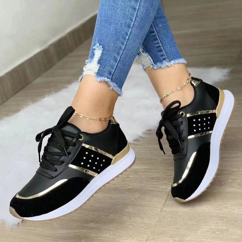 Damen Sneakers Bequem PU-Leder für Alltag und Sport 3