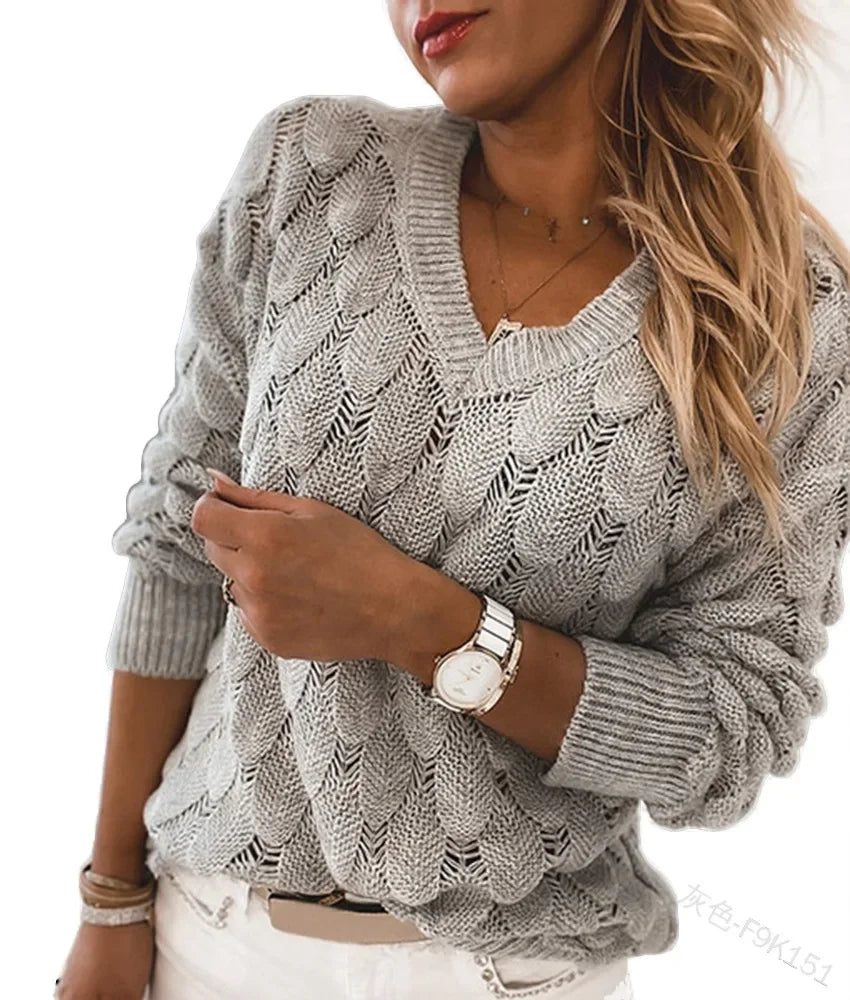 Variant image for Damen Strickpullover V-Ausschnitt Komfortabler Acryl-Wollmix-16