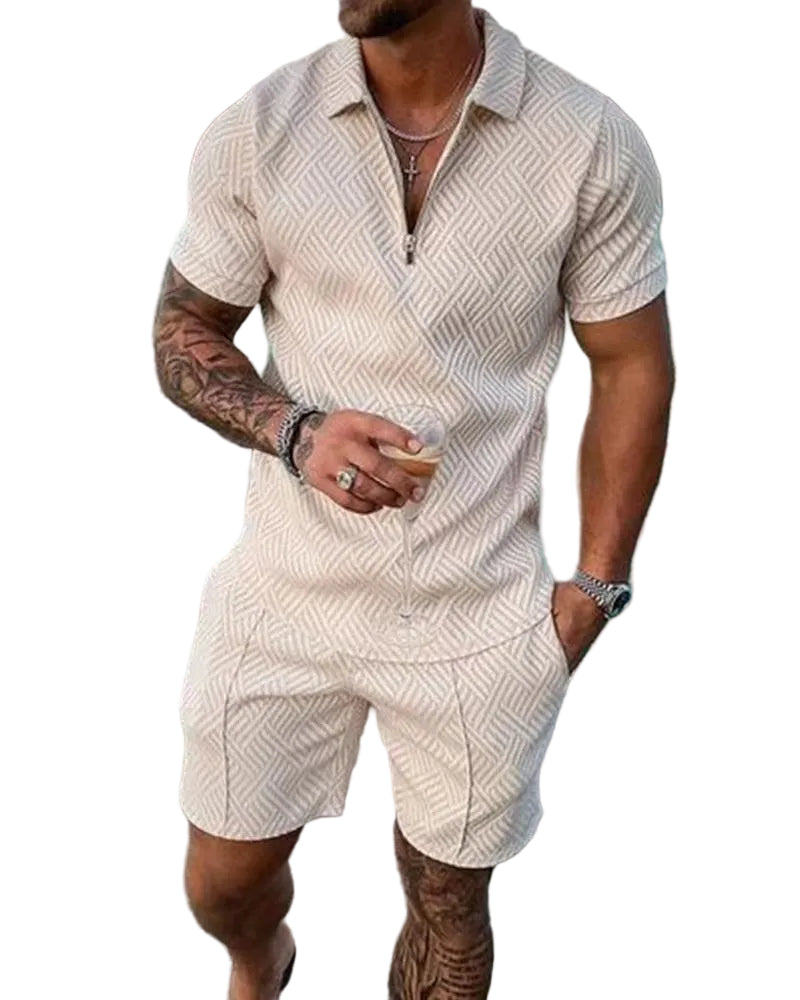 Variant image for Herren Set T-Shirt und Shorts Lässiger Stil 100% Baumwolle-1