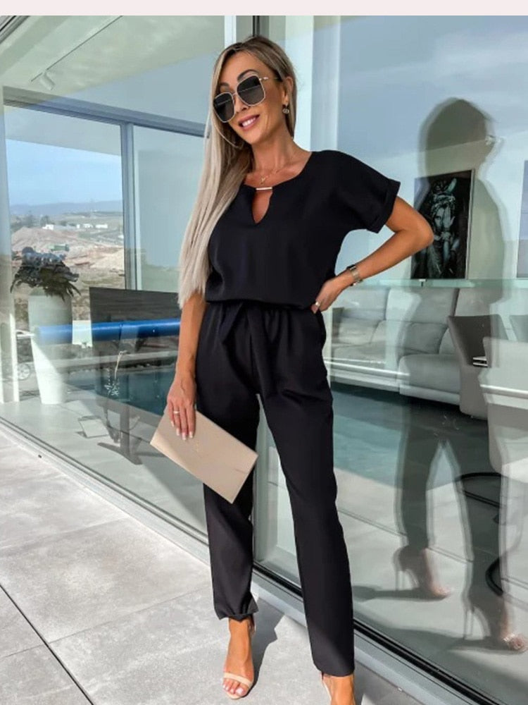 Variant image for Damen Jumpsuit Elegant V-Ausschnitt Mit Elastischem Bund - Festlich &amp; Sommerlich-16