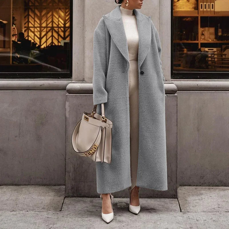 Variant image for Damen Fleecejacke Beige Elegant Lang Polyester Warm Oversized-13
