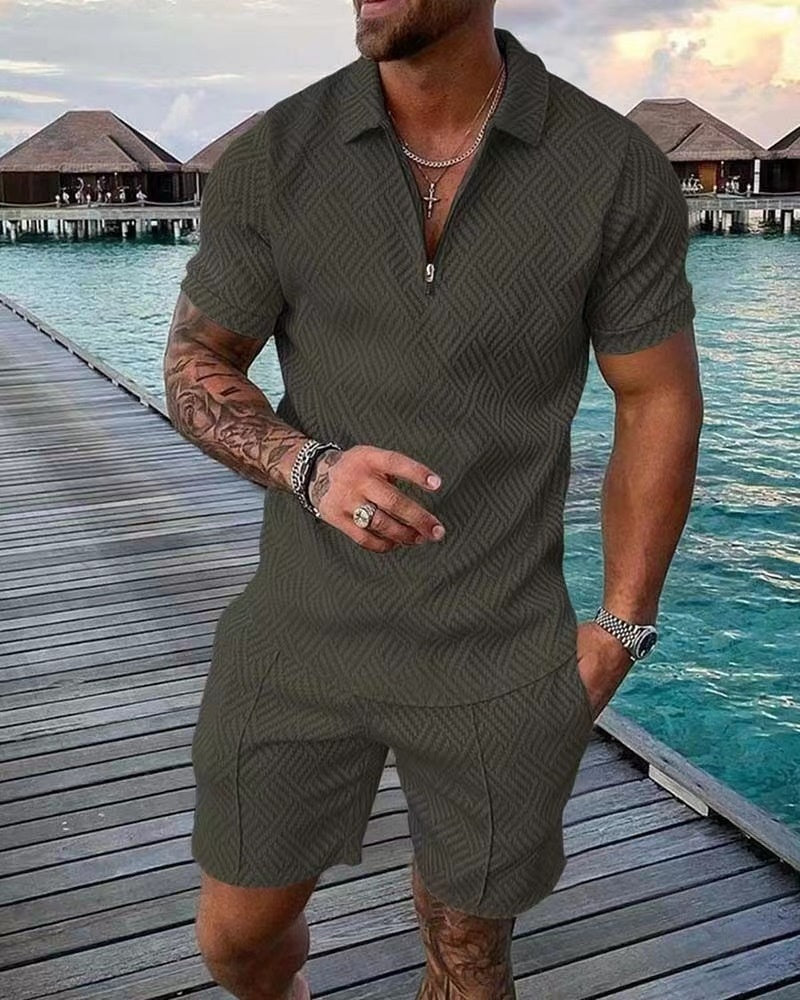 Variant image for Herren Set T-Shirt und Shorts Lässiger Stil 100% Baumwolle-25