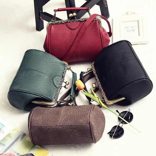 Damen Handtasche Vintage Stil Minimalistisch Kunstleder 6