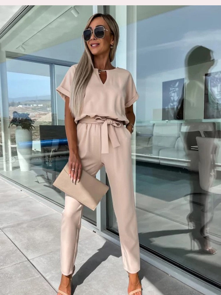 Variant image for Damen Jumpsuit Elegant V-Ausschnitt Mit Elastischem Bund - Festlich &amp; Sommerlich-11