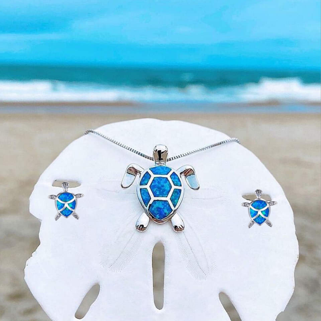 Schmuckset Damen Schildkröten-Design Halskette und Ohrringe 0