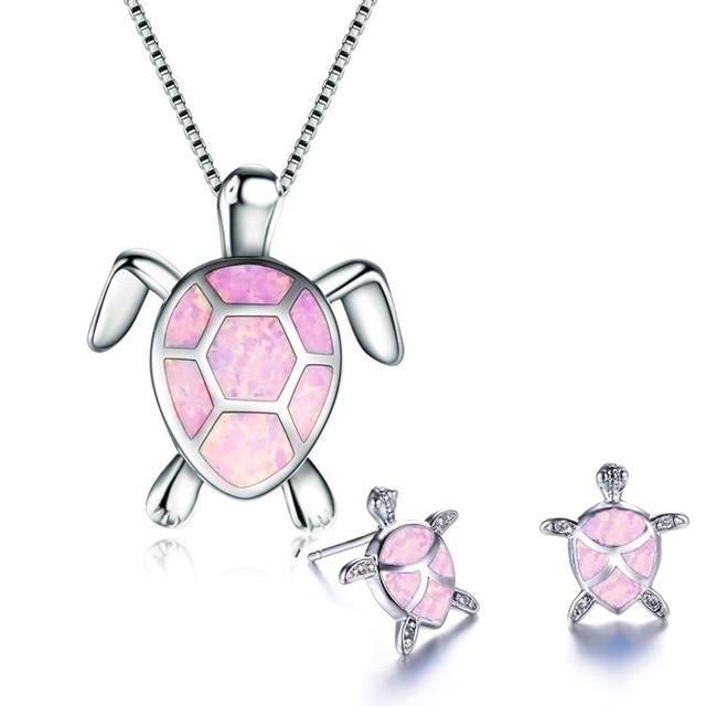 Schmuckset Damen Schildkröten-Design Halskette und Ohrringe 4