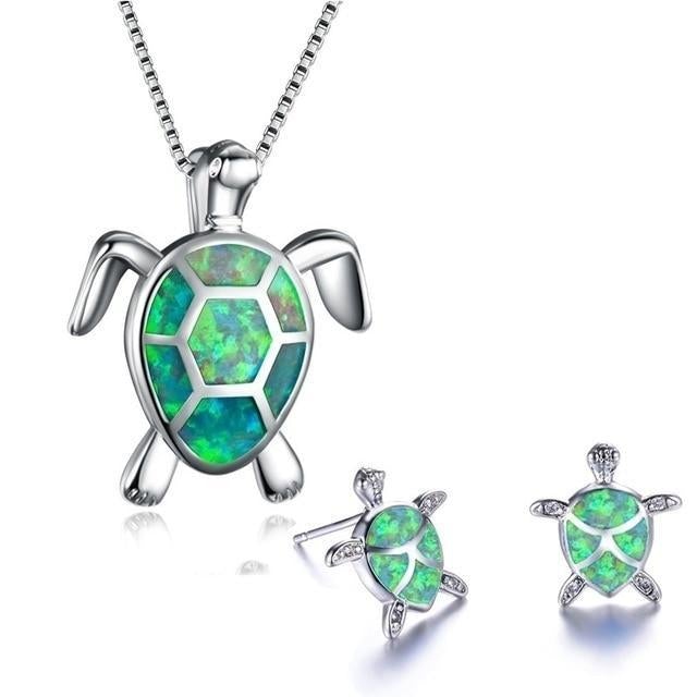 Schmuckset Damen Schildkröten-Design Halskette und Ohrringe 5