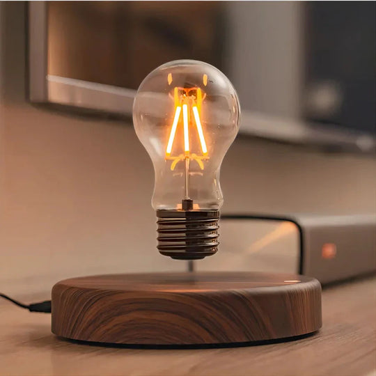 Schwebende Lampe mit Walnussholz-Basis 0