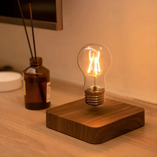 Schwebende Lampe mit Walnussholz-Basis 3