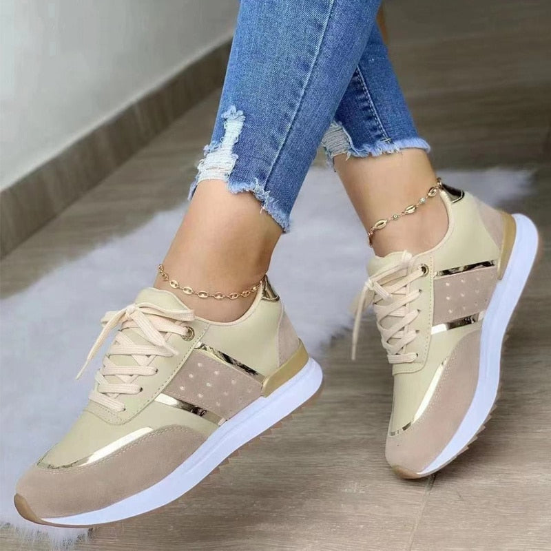 Damen Sneakers Bequem PU-Leder für Alltag und Sport 4
