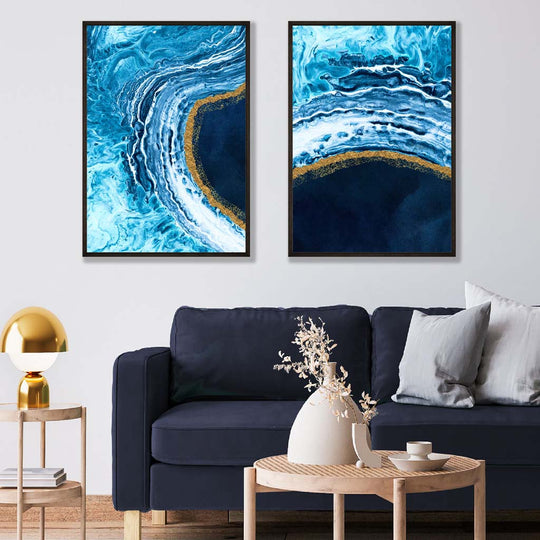 Set mit 2 Kunstdrucken Abstraktes Meeresmotiv 1