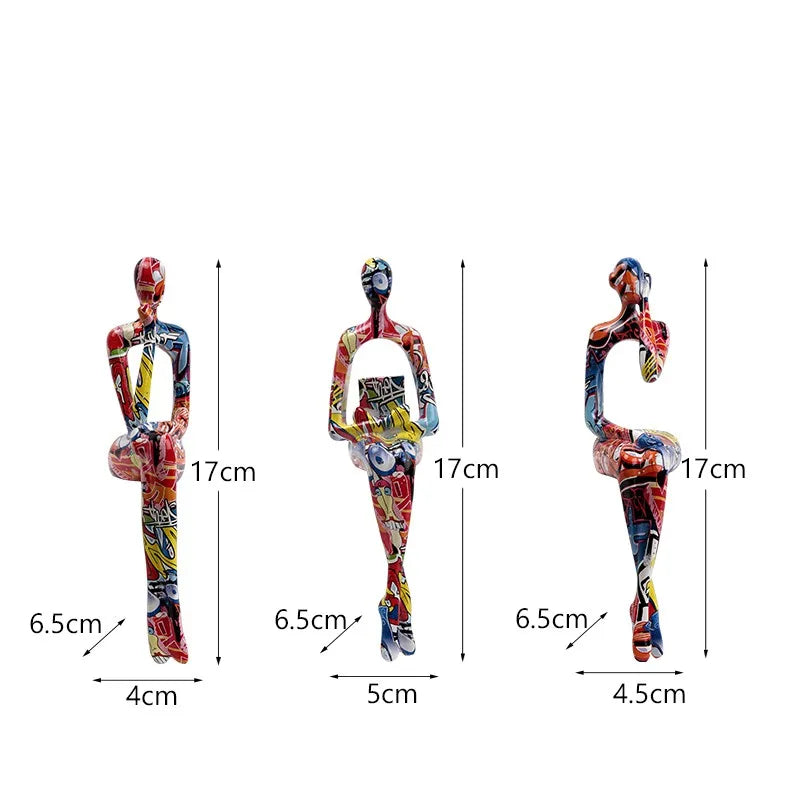 Set mit 3 abstrakten Figuren für moderne Bürodekoration 8