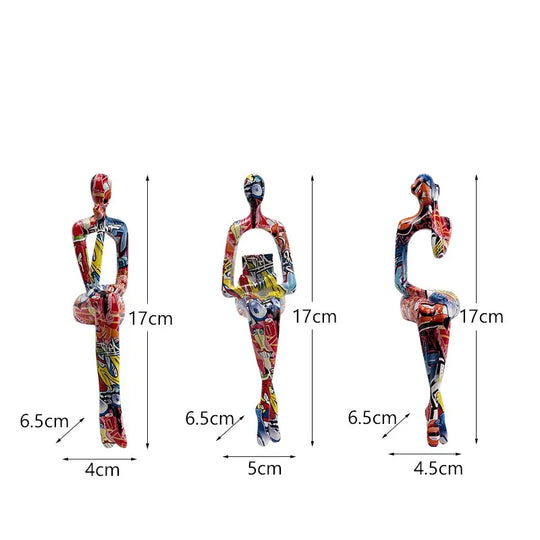 Set mit 3 abstrakten Figuren für moderne Bürodekoration 8