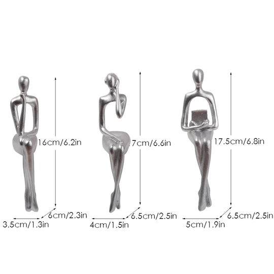 Set mit 3 abstrakten Figuren für moderne Bürodekoration 9