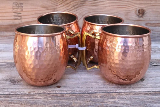 Set von Kupferbechern für Kalte Getränke – Gehämmertes Design für Cocktails und Erfrischungsgetränke 1