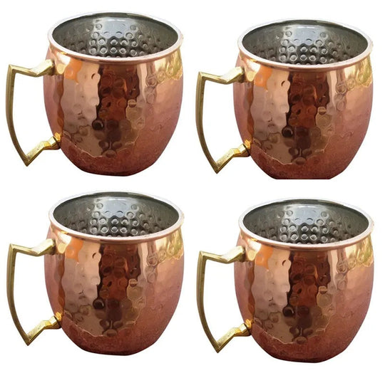 Set von Kupferbechern für Kalte Getränke – Gehämmertes Design für Cocktails und Erfrischungsgetränke 3